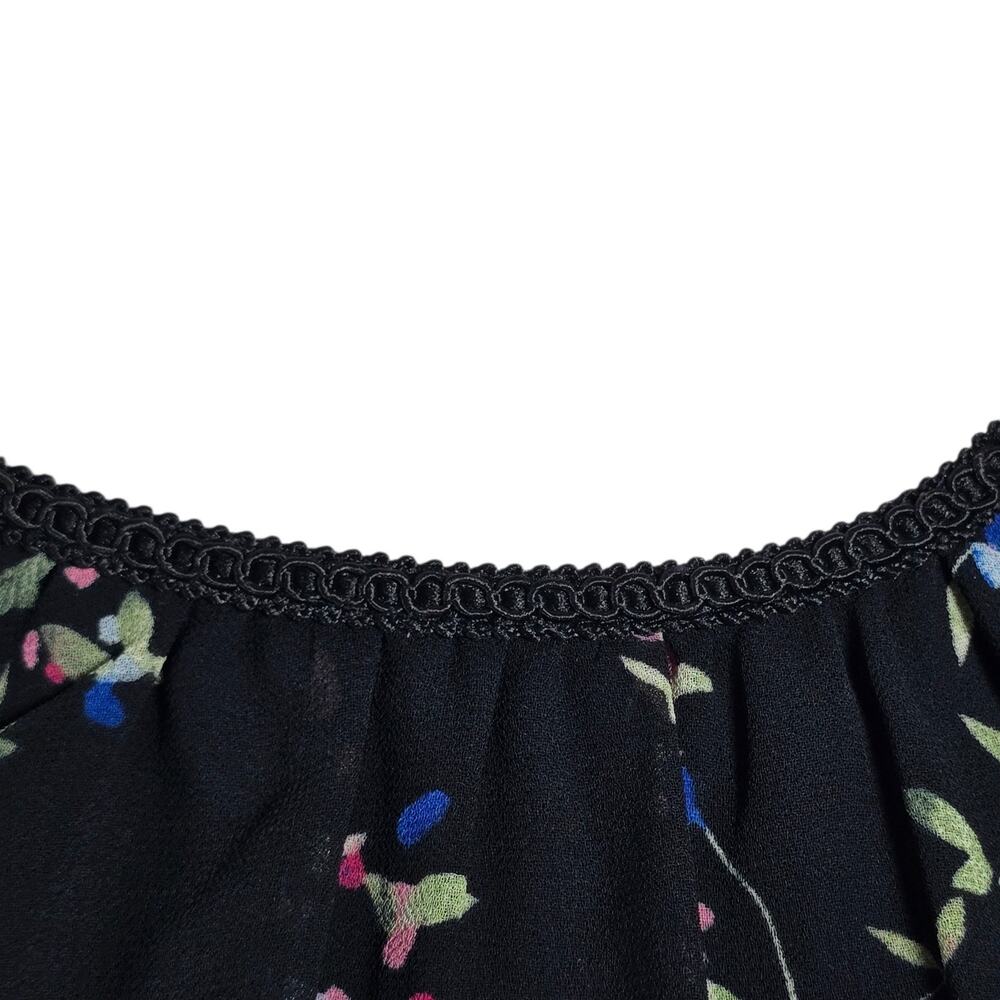 Reiss Roma Floral Dress US 8 Black Long Sleeve Sheer Shift Mini Lace Trim - Picture 9 of 16